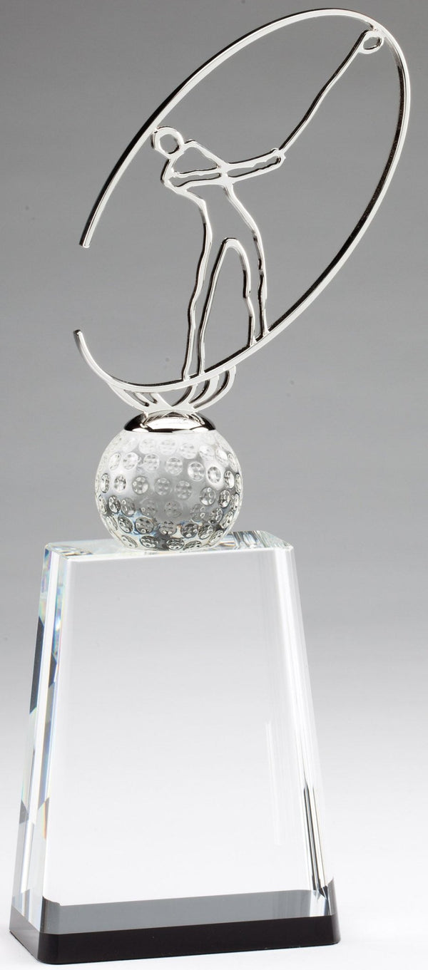 Elliptical Swing Crystal Golf Award - AndersonTrophy.com