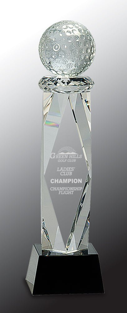 Faceted Peak Crystal Golf Award - AndersonTrophy.com