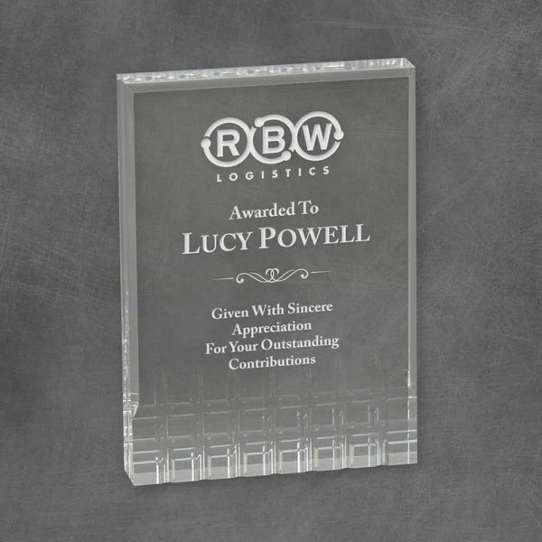 Faceted Rectangle Acrylic Corporate Award - Clear - AndersonTrophy.com