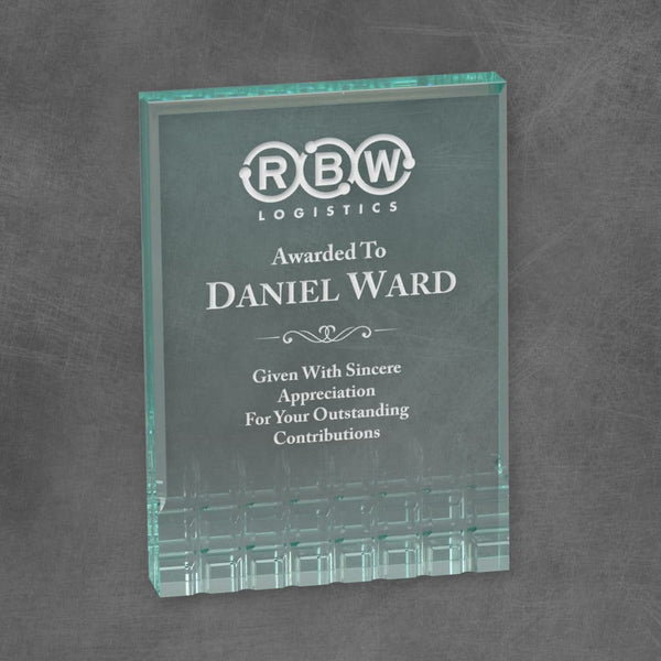 Faceted Rectangle Acrylic Corporate Award - Jade - AndersonTrophy.com