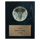 First Responder Medical Caduseus Plaque - Black Woodgrain Finish - AndersonTrophy.com