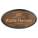 Framed Laserable Leatherette Name Badge - Oval - 3.00" x 1.50" - AndersonTrophy.com