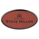 Framed Laserable Leatherette Name Badge - Oval - 3.00" x 1.50" - AndersonTrophy.com