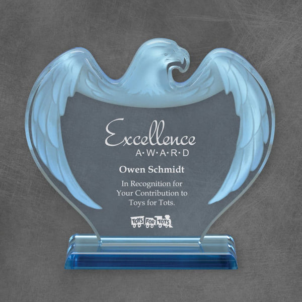 Frosted Eagle Acrylic Corporate Award - Blue - AndersonTrophy.com