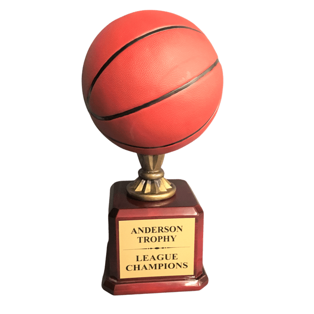 Full Color Champions Basketball Trophy on Glossy Rosewood Base - AndersonTrophy.com