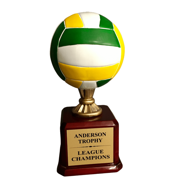 Full Color Champions Volleyball Trophy on Glossy Rosewood Base - AndersonTrophy.com