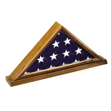 Split Level Flag Case 2FB Series Flag Case - walnut flag case | Engraved Nameplate
