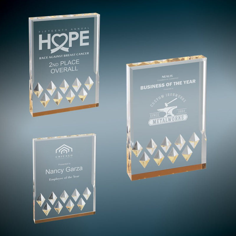 Gold Diamond Mirage Series Acrylic Award - AndersonTrophy.com