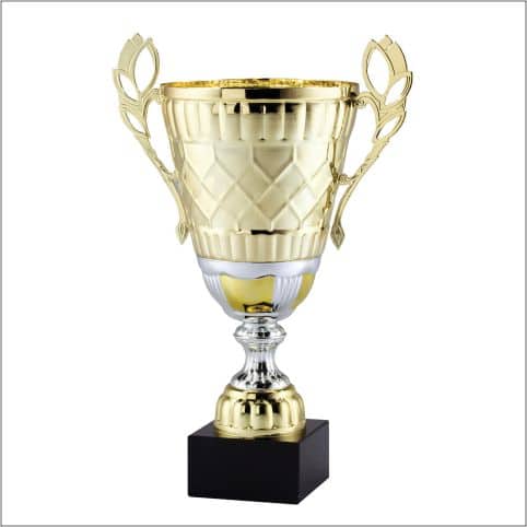 Gold Ripple Trophy Cup on Black Marble Base - AndersonTrophy.com