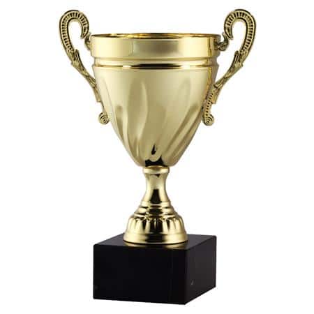 Golden Wave Trophy Cup on Black Marble Base - AndersonTrophy.com