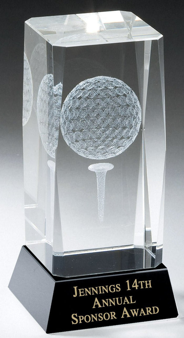 Golf Ball Crystal Block Award - AndersonTrophy.com