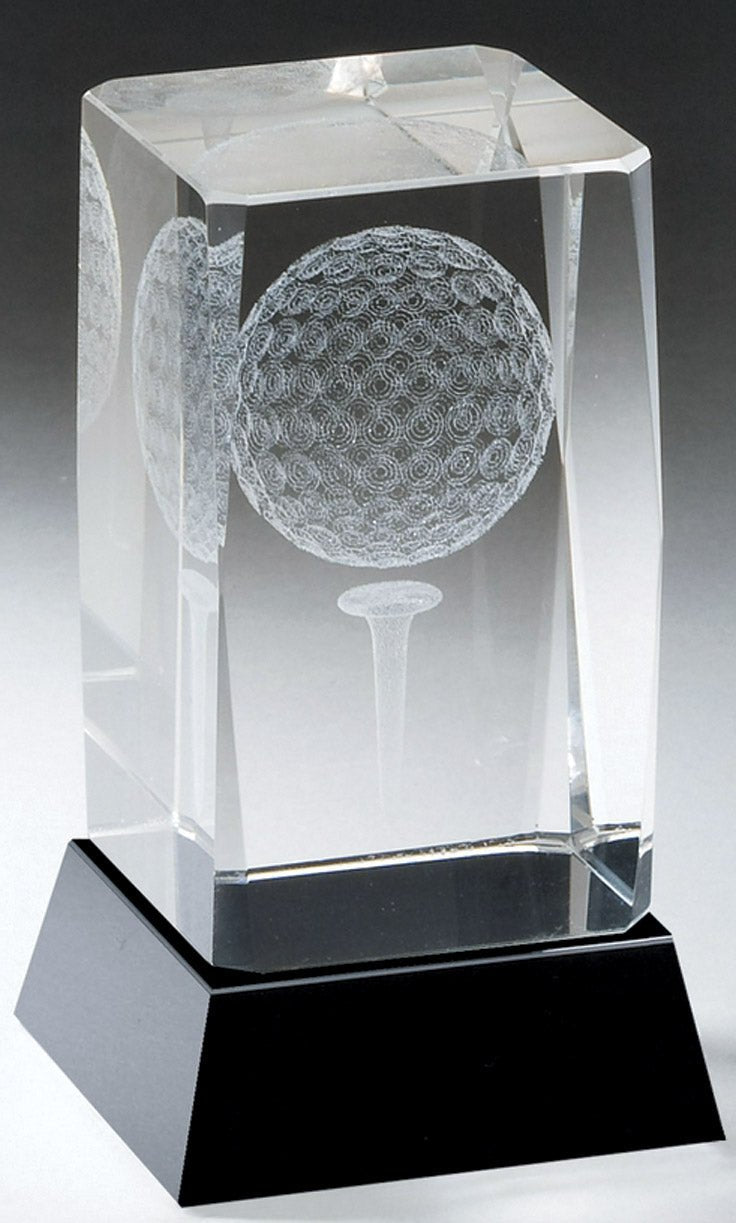 Golf Ball Crystal Block Award - AndersonTrophy.com