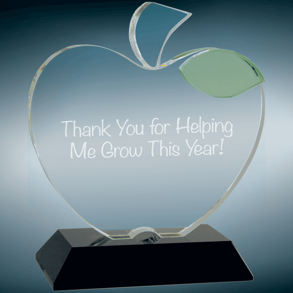 Green Leaf Crystal Apple Award - AndersonTrophy.com