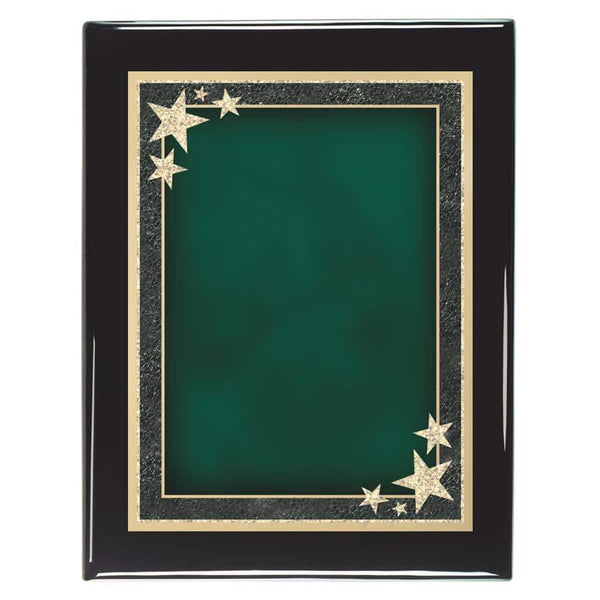 Green Starburst Decorative Plaque - Square Corner Black Piano Finish - AndersonTrophy.com