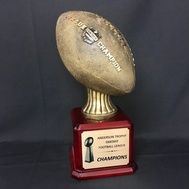 Gridiron Gold Football Trophy on Gloss Rosewood Base - AndersonTrophy.com