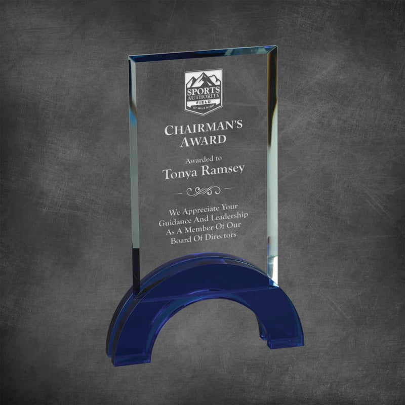 Hampton Crystal Corporate Award - Blue - AndersonTrophy.com