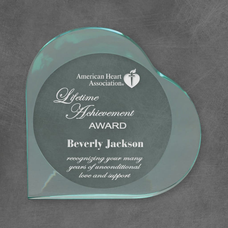 Heart Acrylic Corporate Award - Jade - AndersonTrophy.com