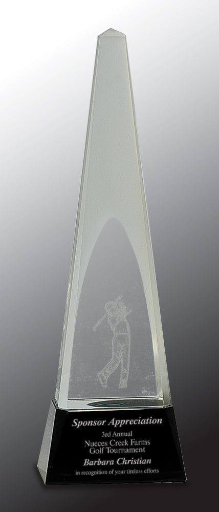 High Drive Obelisk Series Crystal Golf Award - AndersonTrophy.com