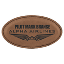 Laserable Leatherette Name Badge - Oval - 3.25" x 1.75" - AndersonTrophy.com