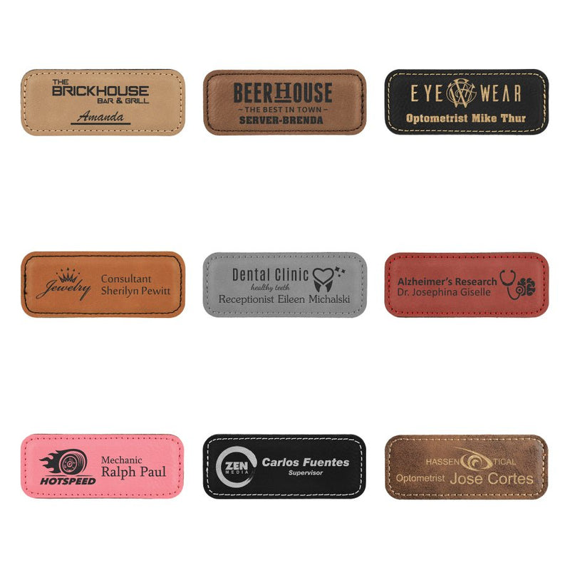 Laserable Leatherette Name Badge - Rectangle - AndersonTrophy.com
