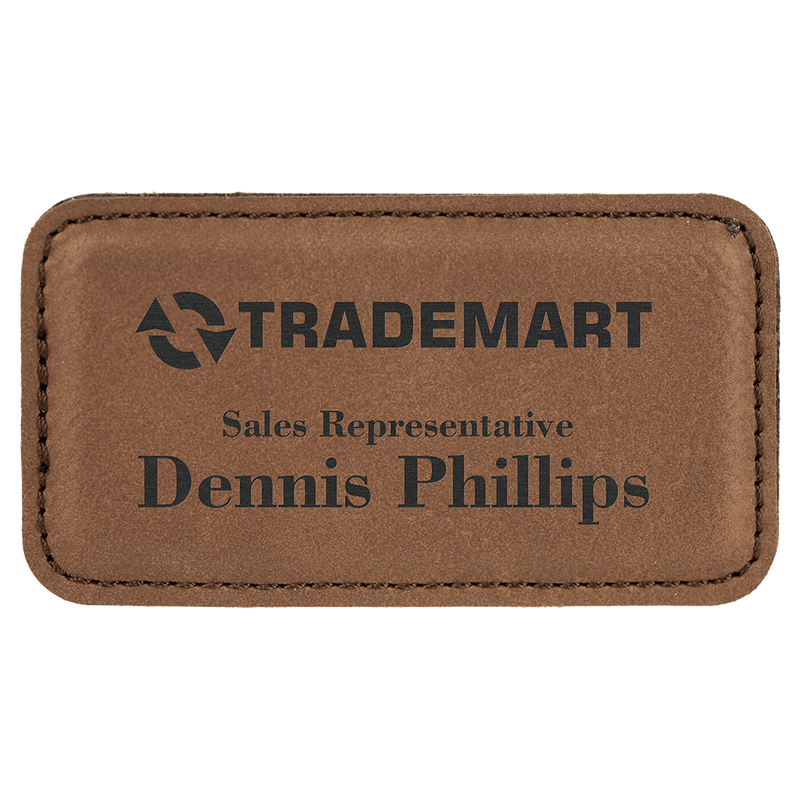Laserable Leatherette Name Badge - Rectangle - 3.25" x 1.75" - AndersonTrophy.com
