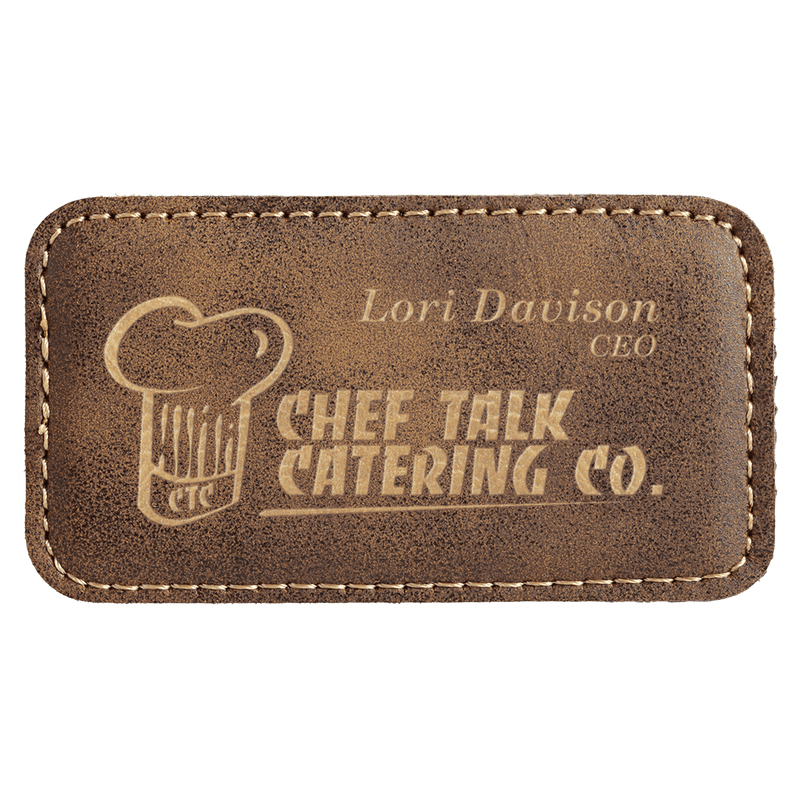 Laserable Leatherette Name Badge - Rectangle - 3.25" x 1.75" - AndersonTrophy.com