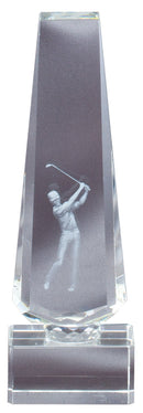 Lasered Hologram Tower Crystal Golf Award - AndersonTrophy.com