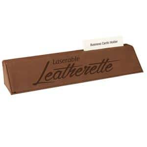 Leatherette Desk Wedge with Business Card Holder - Dark Brown - AndersonTrophy.com