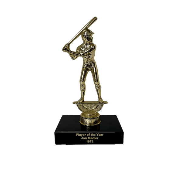 Metal and Marble Series Retro Bat Up Baseball Trophy - AndersonTrophy.com
