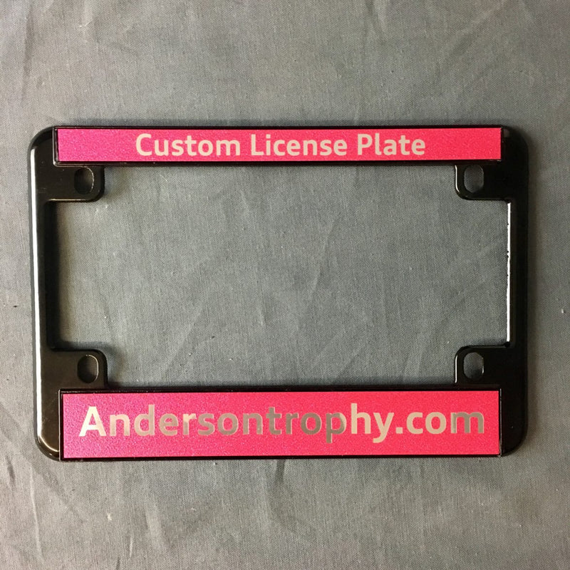 Metallic License Plate Frame - Motorcycle - Black - AndersonTrophy.com