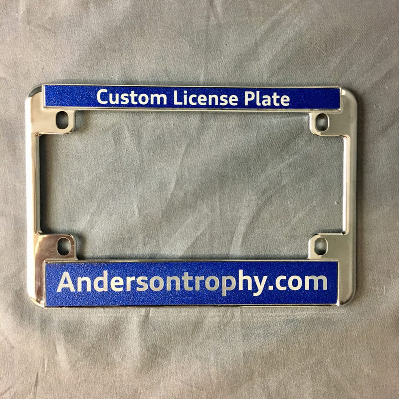 Metallic License Plate Frame - Motorcycle - Chrome - AndersonTrophy.com