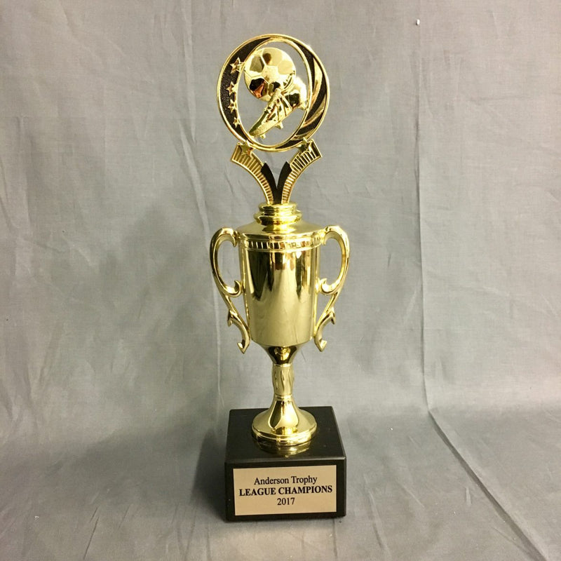 Midnight Soccer Gold Chalice Cup Trophy on Black Marble Base - AndersonTrophy.com