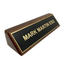 Natural Walnut Name Wedge - Black to Gold Laser Plate - AndersonTrophy.com