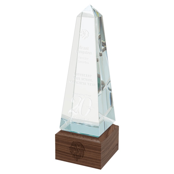 Obelisk Sierra Glass Award with Walnut Base - AndersonTrophy.com