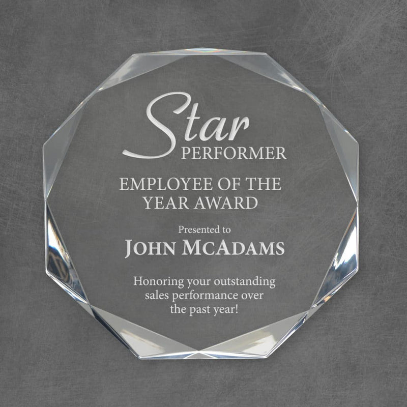 Octagon Acrylic Corporate Award - Clear - AndersonTrophy.com