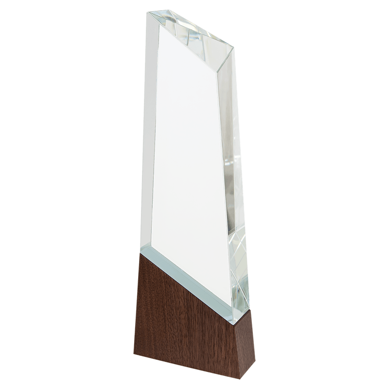 Peak Sierra Glass Award with Walnut Base - AndersonTrophy.com