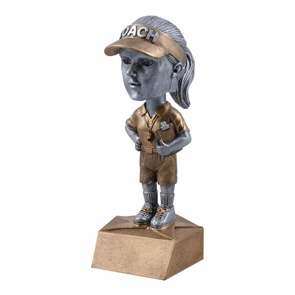 Pewter Bobble Coach Resin - Female - AndersonTrophy.com