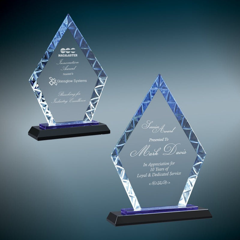 Premier Blue Accent Diamond Glass Award - AndersonTrophy.com