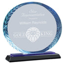 Premier Blue Accent Oval Glass Award - AndersonTrophy.com