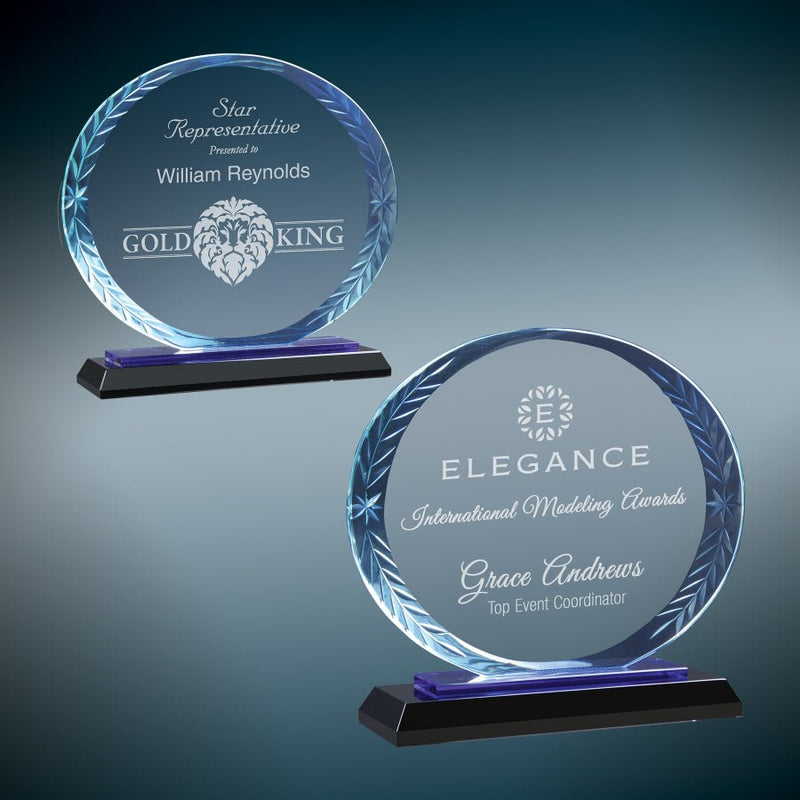 Premier Blue Accent Oval Glass Award - AndersonTrophy.com