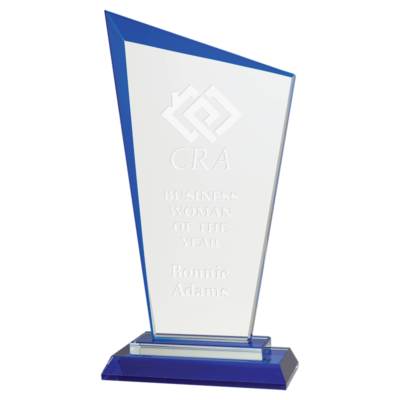 Premier Razor Glass Award - Blue - AndersonTrophy.com