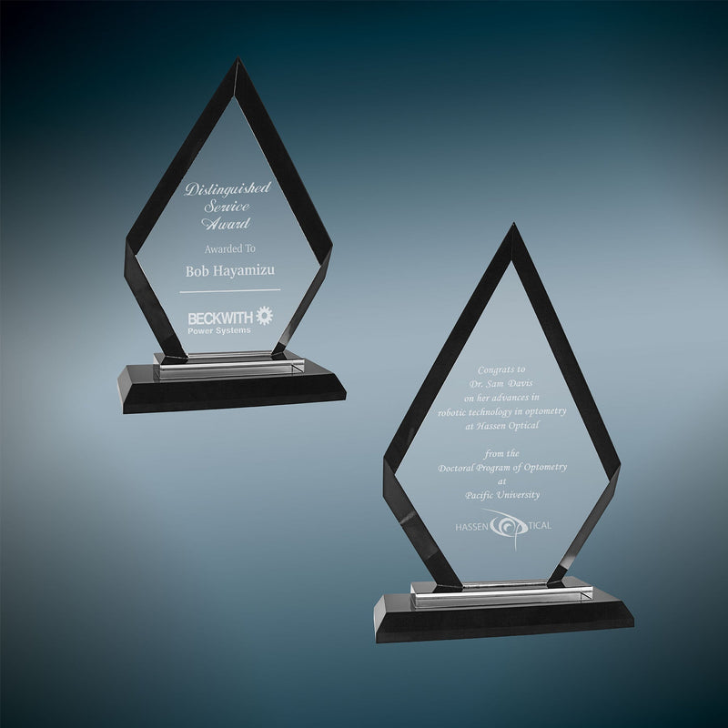 Premier Regal Diamond Glass Award - Black - AndersonTrophy.com