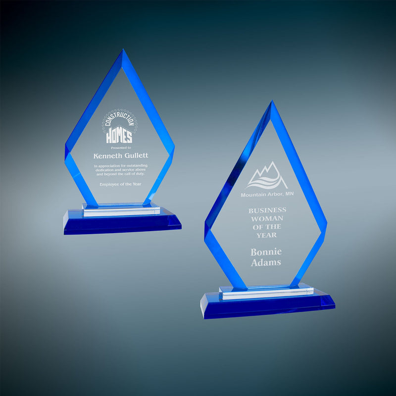 Premier Regal Diamond Glass Award - Blue - AndersonTrophy.com
