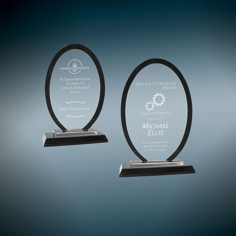 Premier Regal Oval Glass Award - Black - AndersonTrophy.com