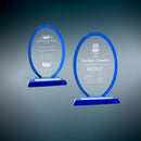 Premier Regal Oval Glass Award - Blue - AndersonTrophy.com