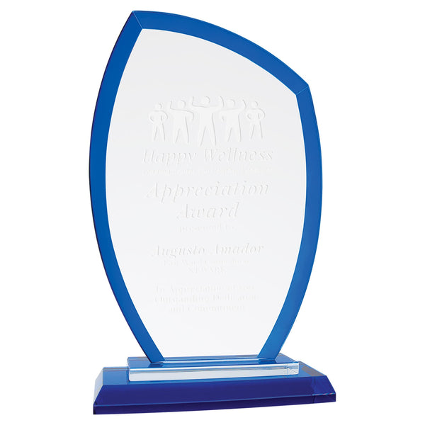 Premier Regal Peak Glass Award - Blue - AndersonTrophy.com