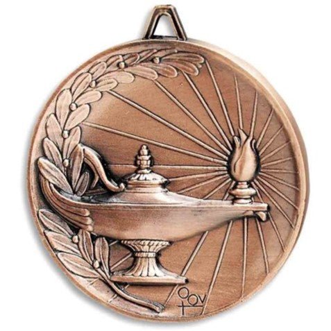 Premium Relief Series Lamp of Knowledge Medal - AndersonTrophy.com