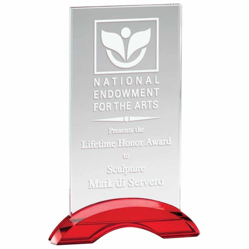 Promo Rectangle Red Arch Glass Award - AndersonTrophy.com