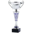Purple/Silver Honeycomb Trophy Cup on Black Marble Base - AndersonTrophy.com