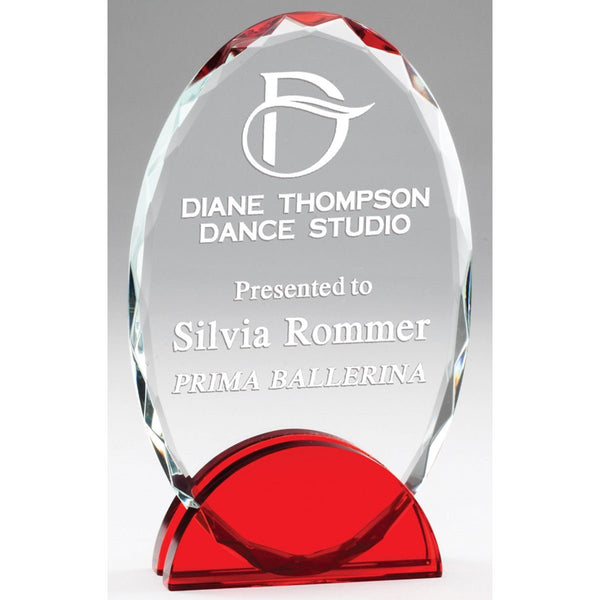 Red Arch Oval Glass Award - AndersonTrophy.com